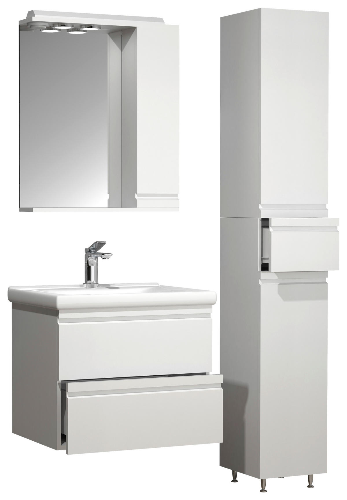 BADEZIMMER 4-teilig  in 90 cm  - Weiss, Modern, Glas/Keramik (90cm) - MID.YOU