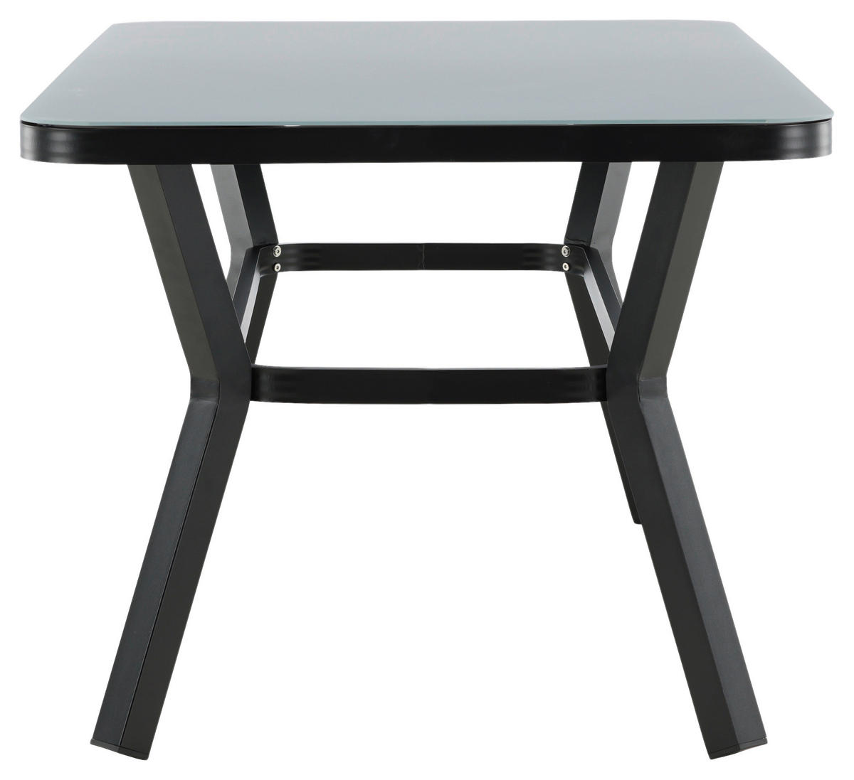 GARTENTISCH 160/90/74 cm Metall, Glas rechteckig  - Schwarz/Grau, KONVENTIONELL, Glas/Metall (160/90/74cm) - Gardenson