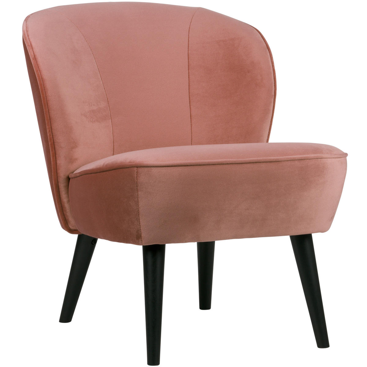 SESSEL in Samt Rosa  - Schwarz/Rosa, Design, Holz/Textil (59/71/70cm) - Livetastic