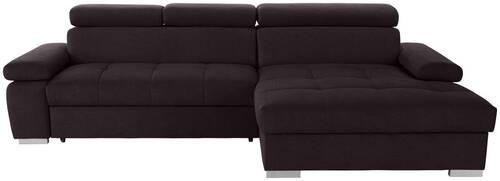 ECKSOFA Aubergine Velours  - Silberfarben/Aubergine, Design, Holz/Textil (292/183cm) - Livetastic