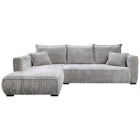 ECKSOFA in Cord Hellgrau  - Hellgrau/Schwarz, Modern, Holz/Textil (208/322cm) - MID.YOU