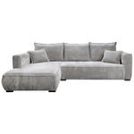 ECKSOFA in Cord Hellgrau  - Hellgrau/Schwarz, MODERN, Holz/Textil (208/322cm) - Carryhome