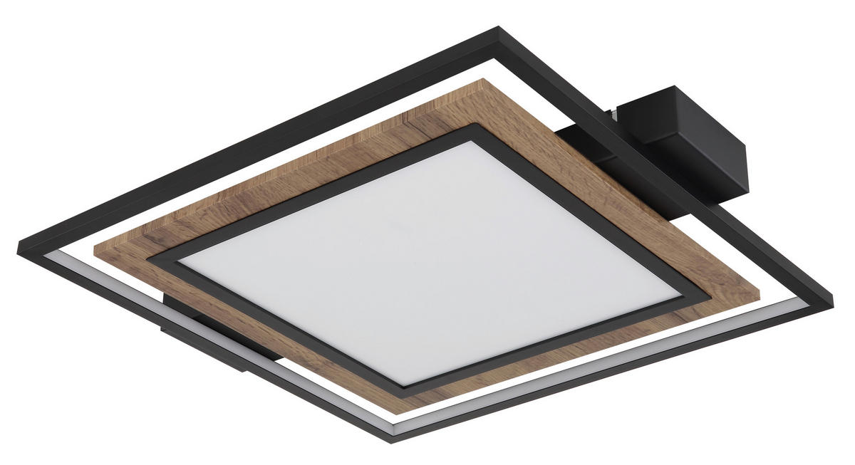 LED-DECKENLEUCHTE 36 W    50/45/5,5 cm  - Dunkelbraun/Opal, Natur, Holzwerkstoff/Kunststoff (50/45/5,5cm) - Globo