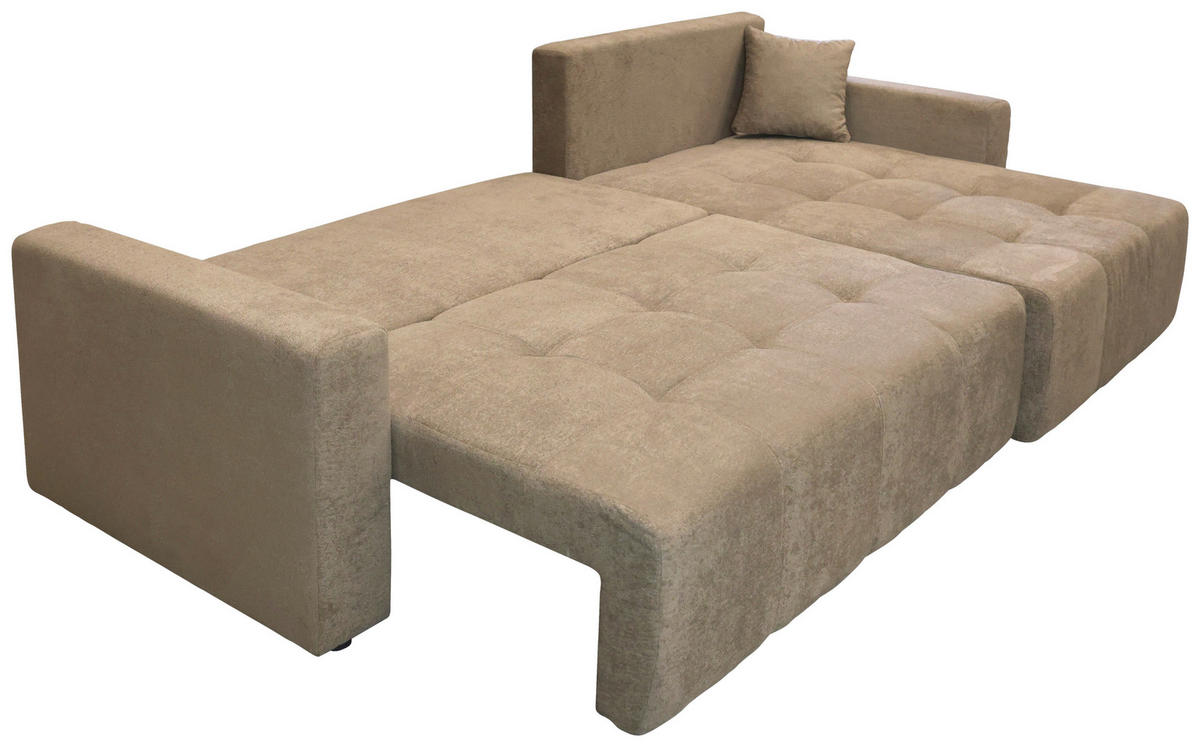 ECKSOFA LAGUNA Braun Frottee  - Schwarz/Braun, Design, Kunststoff/Textil (260/143cm) - MID.YOU