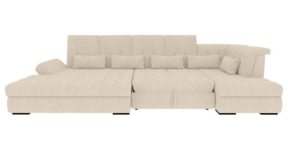 WOHNLANDSCHAFT  in Struktur Perlmutt  - Perlmutt/Schwarz, KONVENTIONELL, Kunststoff/Textil (191/363/212cm) - Carryhome