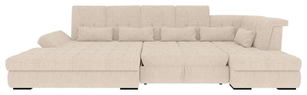 WOHNLANDSCHAFT Perlmutt Struktur  - Perlmutt/Schwarz, KONVENTIONELL, Kunststoff/Textil (212/358/222cm) - Carryhome