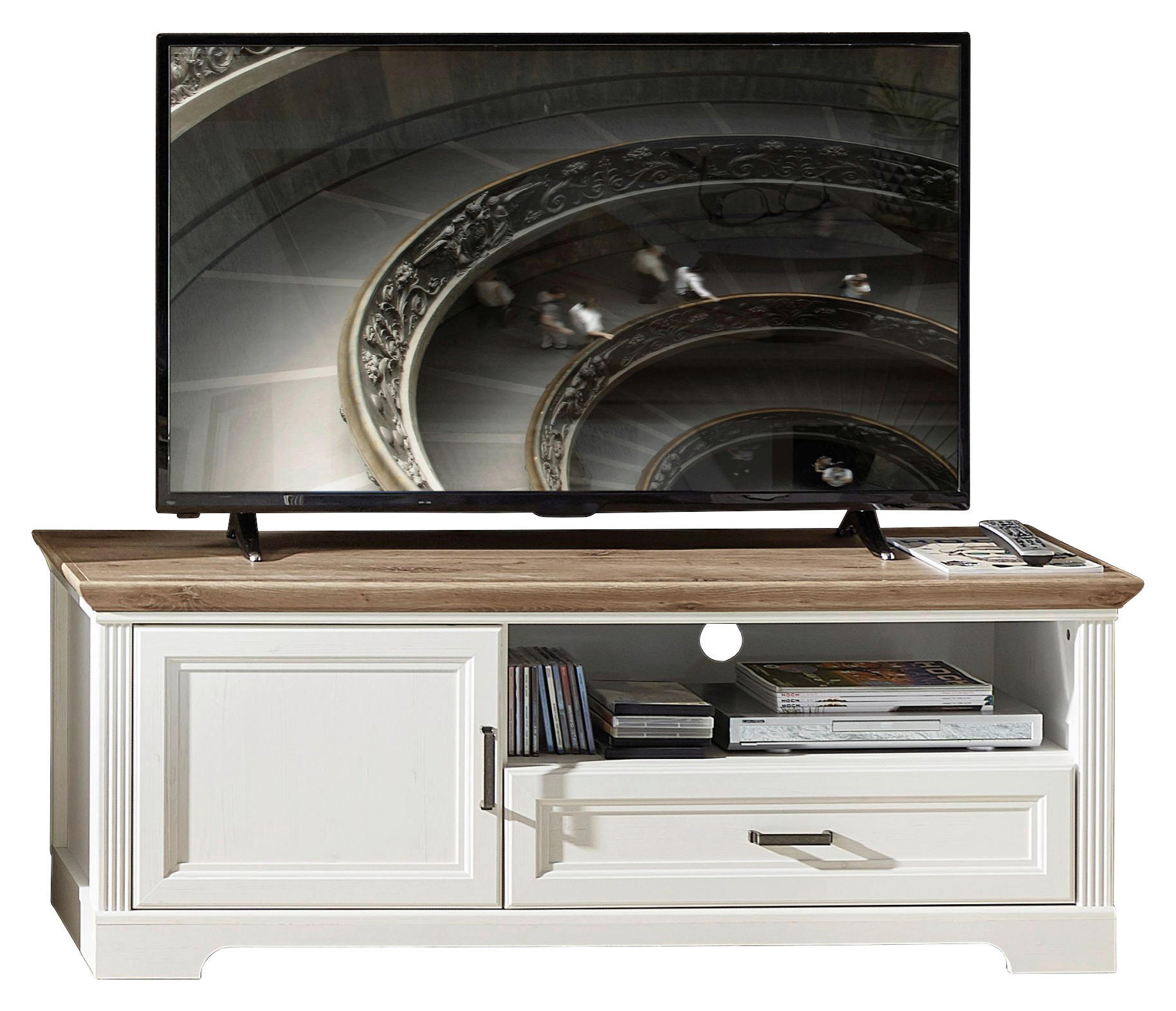 Comodă Tv 143/54/51 cm  - alb/culoare coconar, Romantik / Landhaus, metal/material pe bază de lemn (143/54/51cm) - Landscape