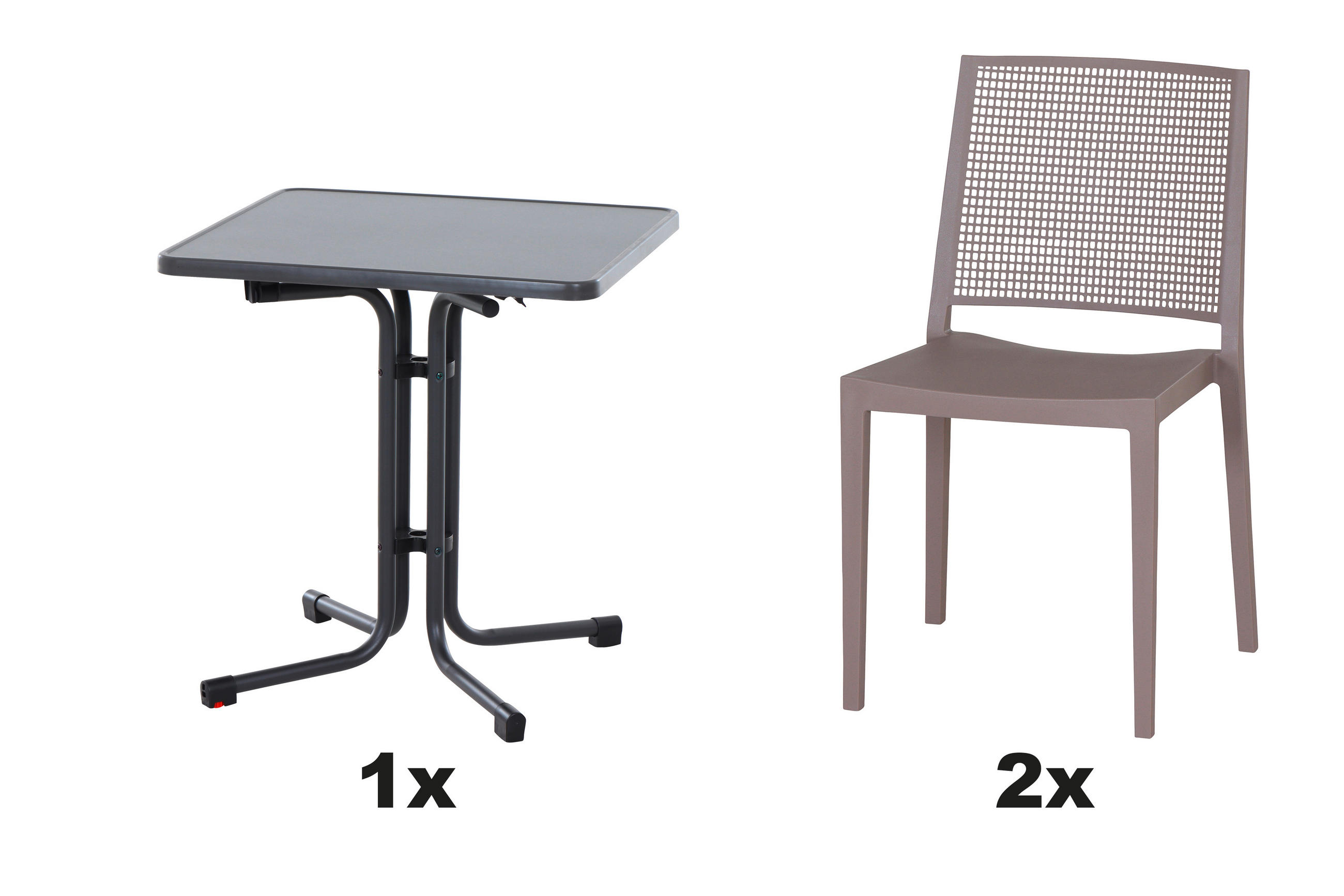GARTENGARNITUR 3-teilig  - Taupe, Basics, Holzwerkstoff/Kunststoff (70/80/70cm) - Siena Garden