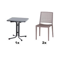GARTENGARNITUR 3-teilig  - Taupe, Basics, Holzwerkstoff/Kunststoff (70/80/70cm) - Siena Garden