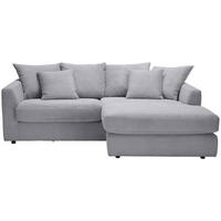 ECKSOFA Hellgrau Cord  - Hellgrau/Schwarz, Design, Kunststoff/Textil (235/175cm) - home24