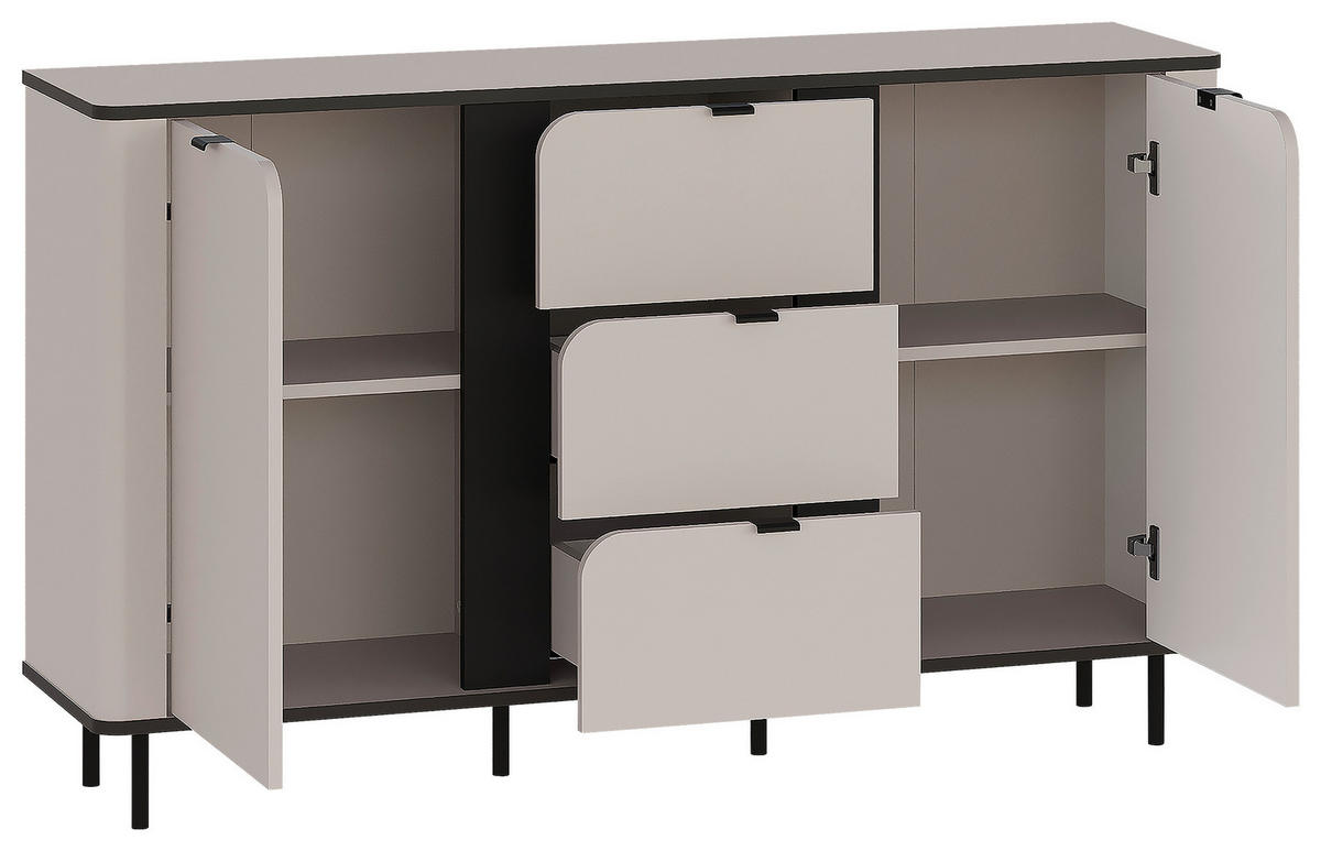 SIDEBOARD  in 136,8/82/35,2 cm  - Kaschmir/Schwarz, MODERN, Holzwerkstoff/Kunststoff (136,8/82/35,2cm) - Carryhome