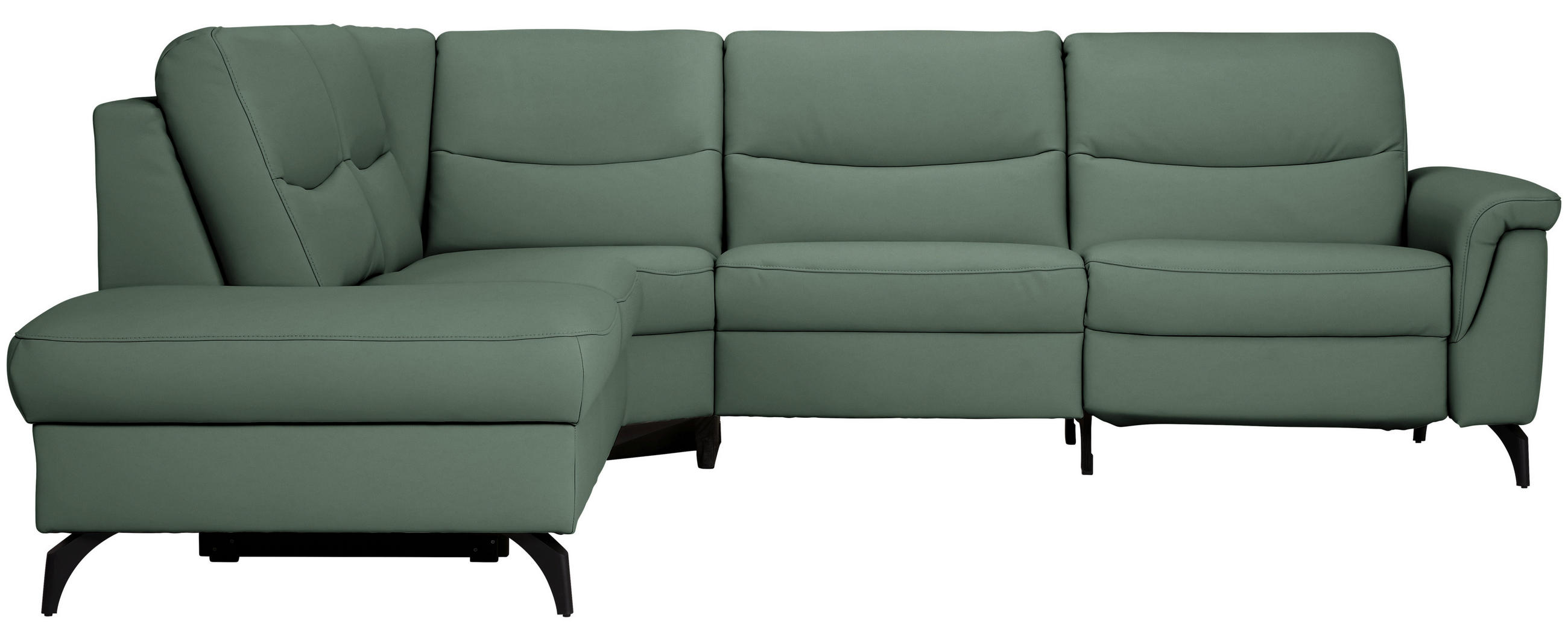ECKSOFA in Echtleder Waldgrün  249/280 cm  - Waldgrün/Anthrazit, Design, Leder/Metall (249/280cm) - Himolla Komfortklass
