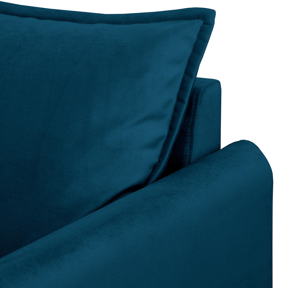 3-SITZER-SOFA JULI Samt Blau  - Blau/Schwarz, Design, Holz/Textil (203/86/100cm) - P & B