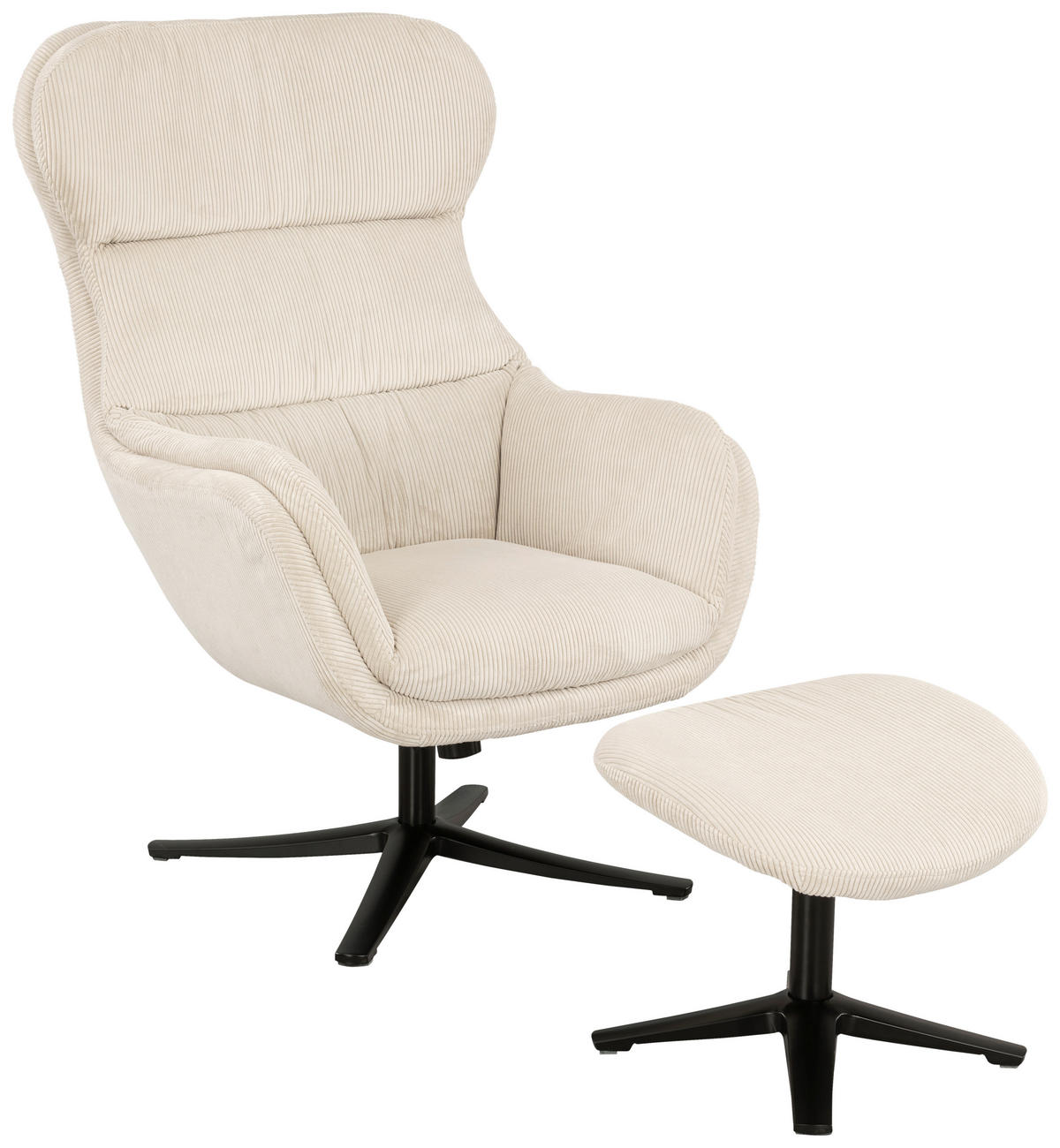 SESSELSET Cord Hocker    - Beige/Schwarz, MODERN, Textil/Metall (76/110/88,5cm) - Livetastic