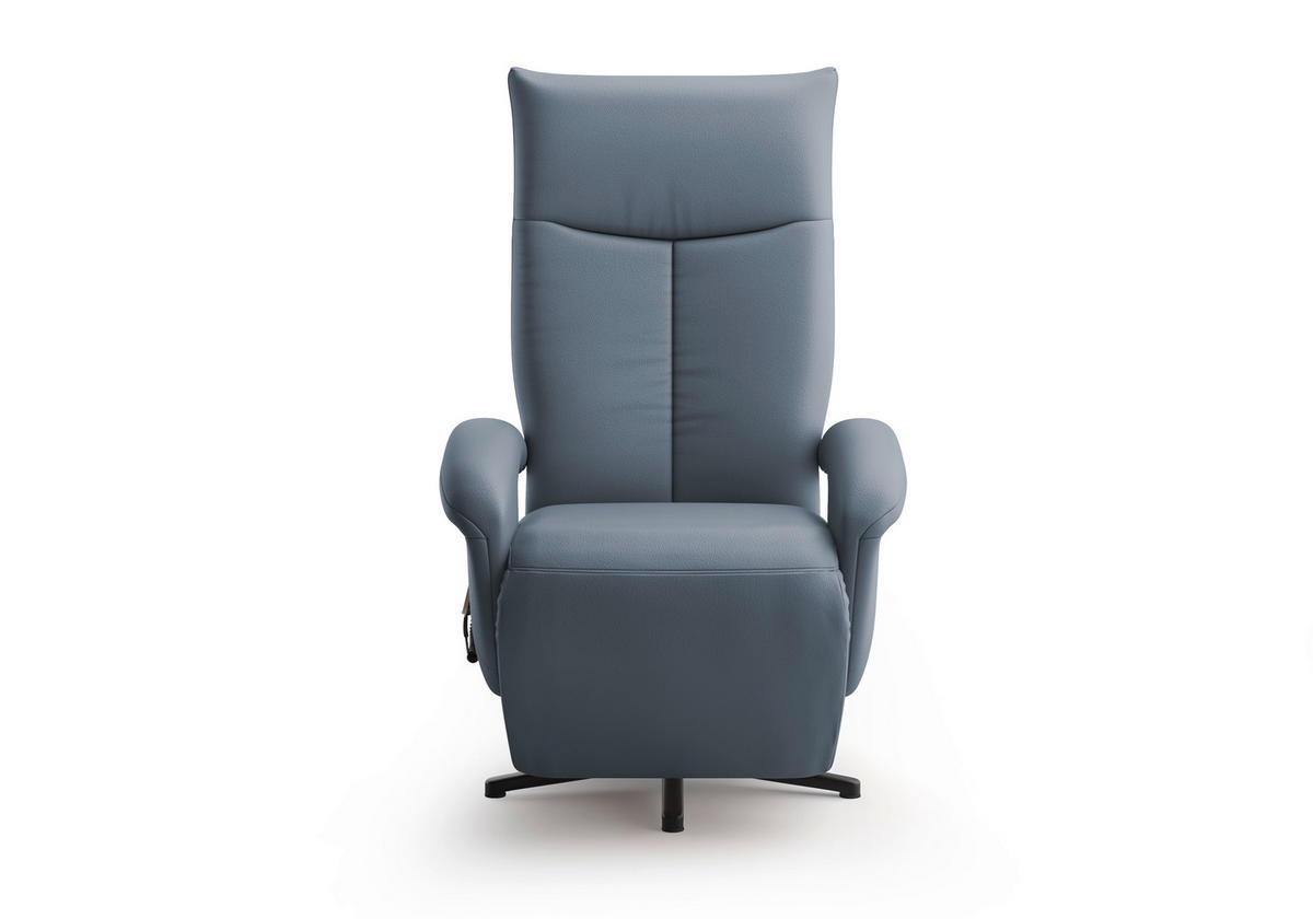 SESSEL in Echtleder Graublau  - Graublau/Schwarz, Konventionell, Leder/Metall (74/112/82cm) - Sit & More