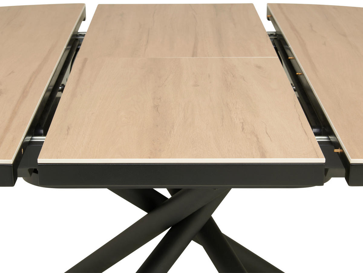 ESSTISCH Schwarz, Bernsteinfarben rund  ausziehbar  - Bernsteinfarben/Schwarz, LIFESTYLE, Keramik/Holzwerkstoff (120-160/76/120cm) - MID.YOU