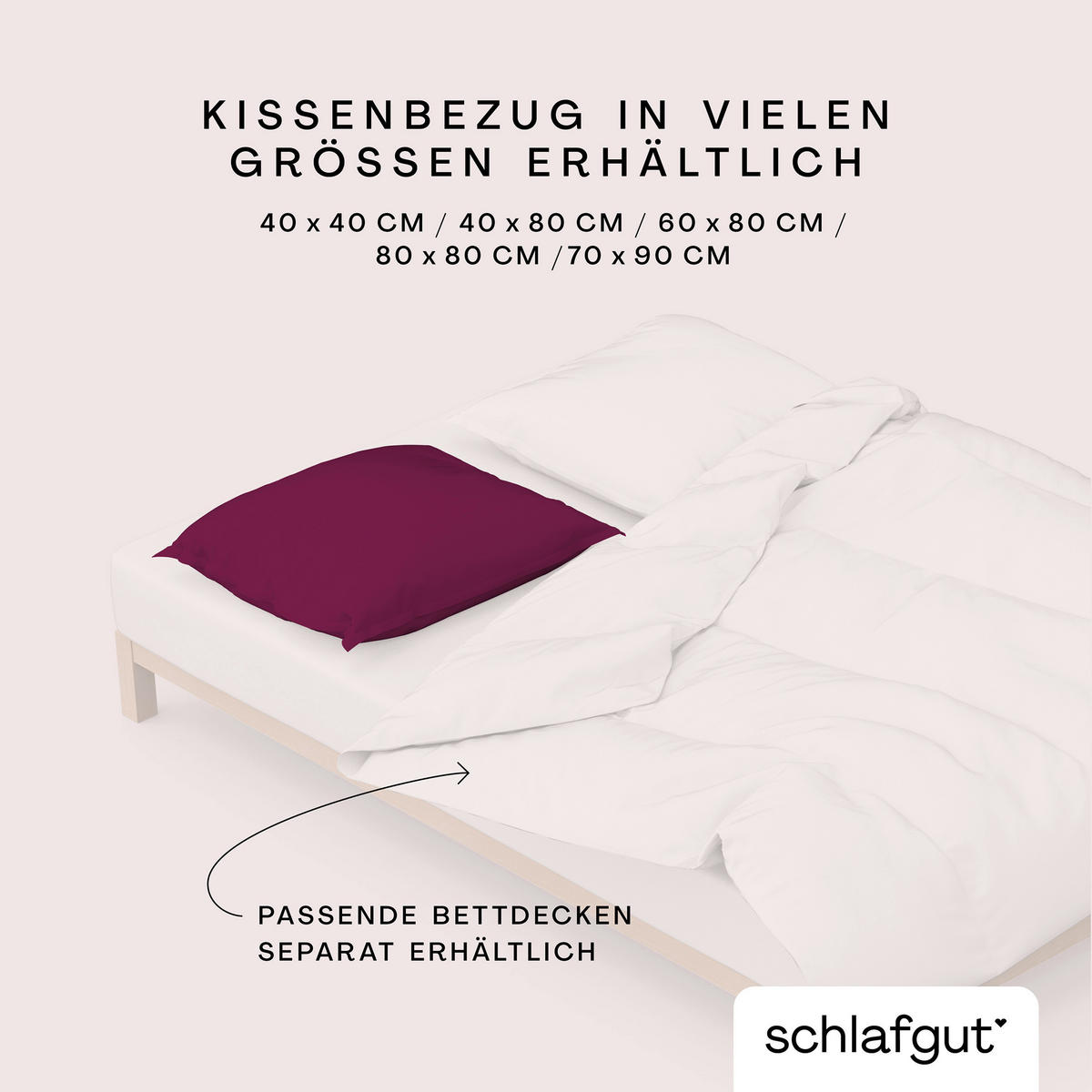 KOPFPOLSTERBEZUG WOVEN SATIN 60/80 cm  - Violett, Basics, Textil (60/80cm) - Schlafgut