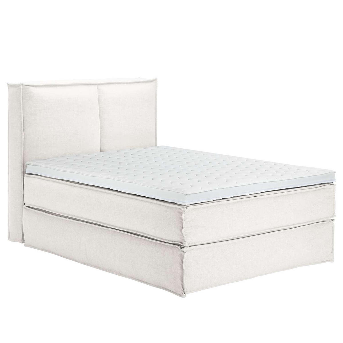 BOXSPRINGBETT 140/220 cm  in Creme  - Creme/Schwarz, Design, Kunststoff/Textil (140/220cm) - home24