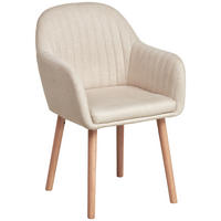 ARMLEHNSTUHL Leinenoptik  - Beige/Naturfarben, Modern, Holz/Textil (56/82/57cm) - MID.YOU