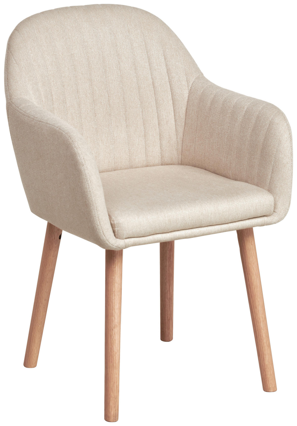 ARMLEHNSTUHL Leinenoptik  - Beige/Naturfarben, Modern, Holz/Textil (56/82/57cm) - MID.YOU