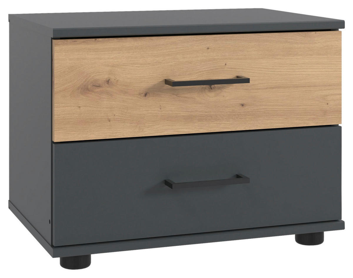 NACHTTISCH 52/40/38 cm  in Graphitfarben, Eiche Artisan  - Schwarz/Graphitfarben, Konventionell, Holzwerkstoff/Kunststoff (52/40/38cm) - Carryhome