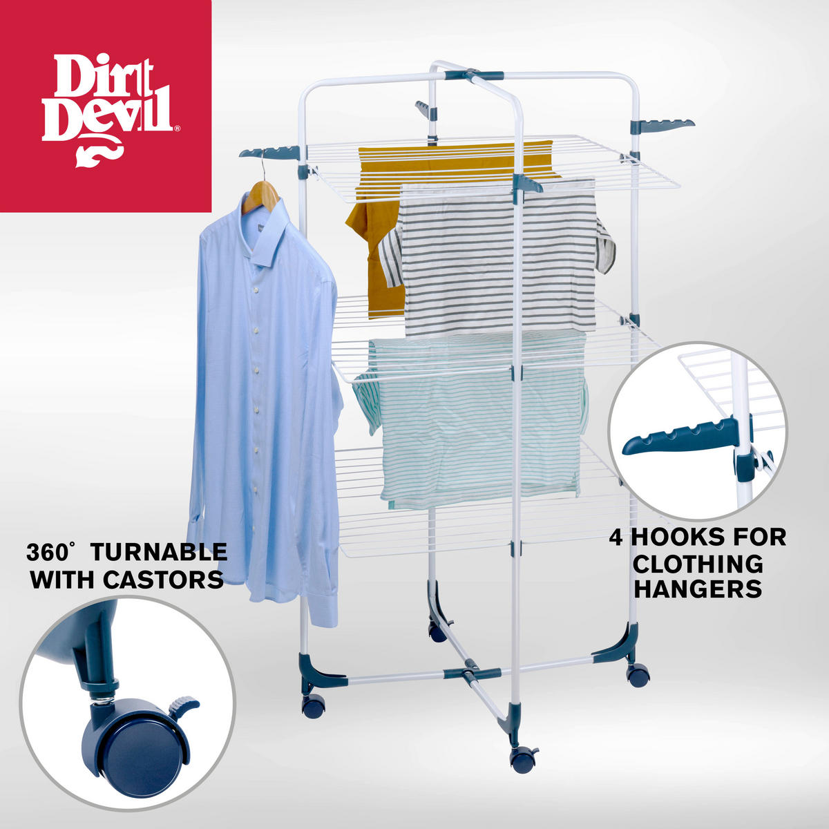 TURMWÄSCHETROCKNER 69/69/130 cm  - Weiß, Basics, Kunststoff/Metall (69/69/130cm) - Dirt Devil