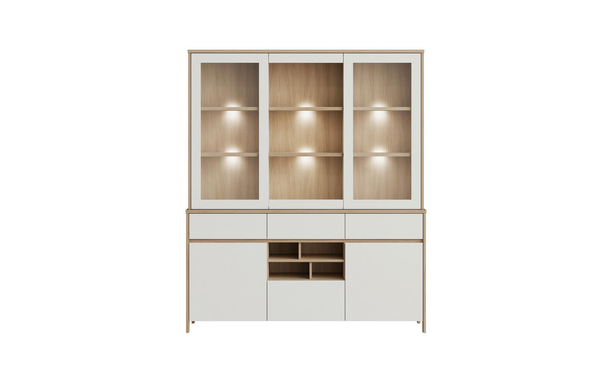 BUFFET 164/195/39 cm  in Weiß  - Eichefarben/Weiß, Design, Holzwerkstoff (164/195/39cm) - MID.YOU