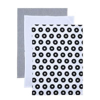 KÖKSHANDDUK SET 3 styck svart, vit  - vit/svart, Klassisk, textil (50/70cm) - Novel