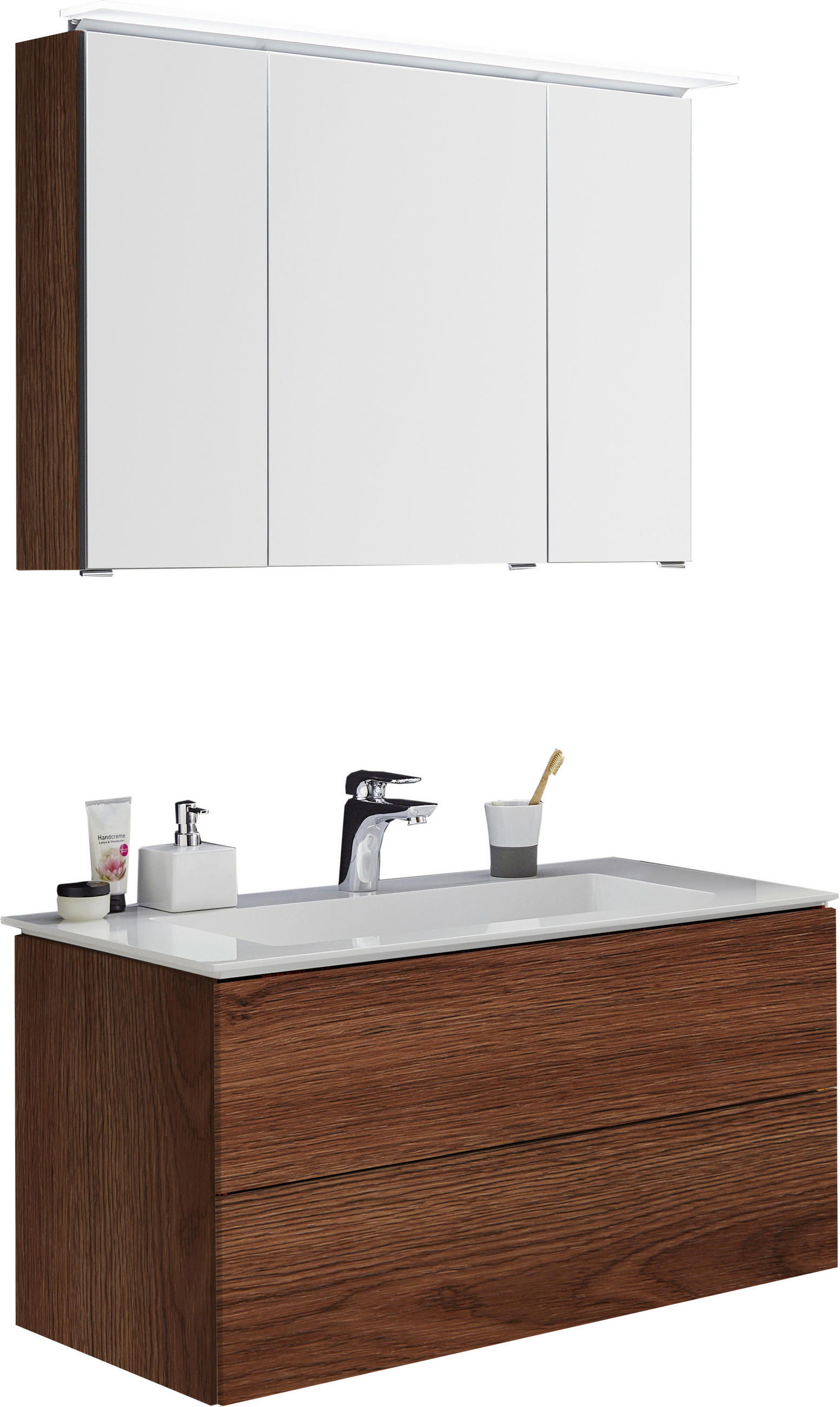BADEZIMMER  in 91,2 cm  - Dunkelbraun, Design, Glas/Holzwerkstoff (91,2cm) - Dieter Knoll