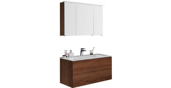 BADEZIMMER  in 91,2 cm  - Dunkelbraun, Design, Glas/Holzwerkstoff (91,2cm) - Dieter Knoll