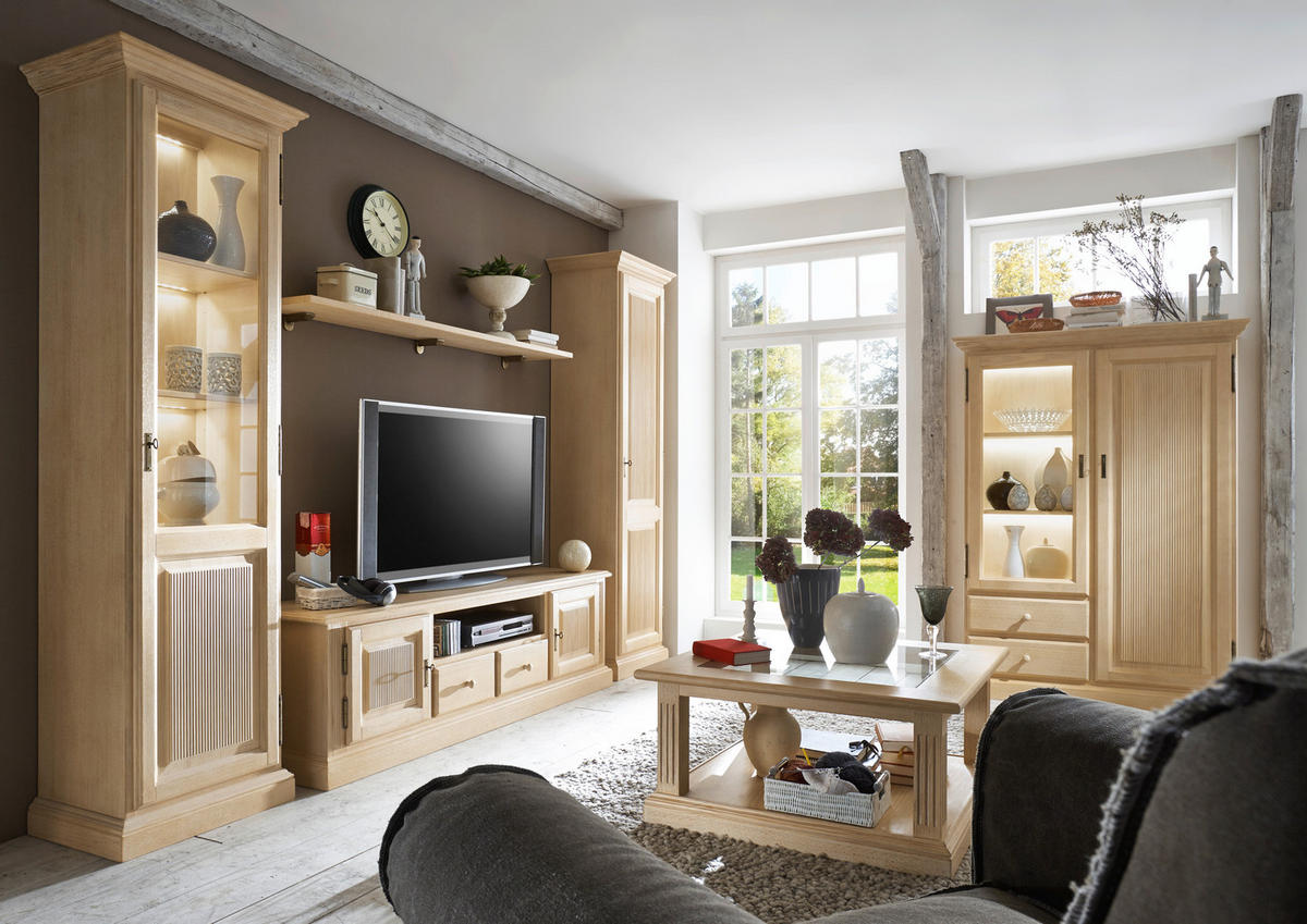 WOHNWAND 4-teilig  in Beige  340/217/47 cm  - Beige, Design, Holz (340/217/47cm) - Livetastic