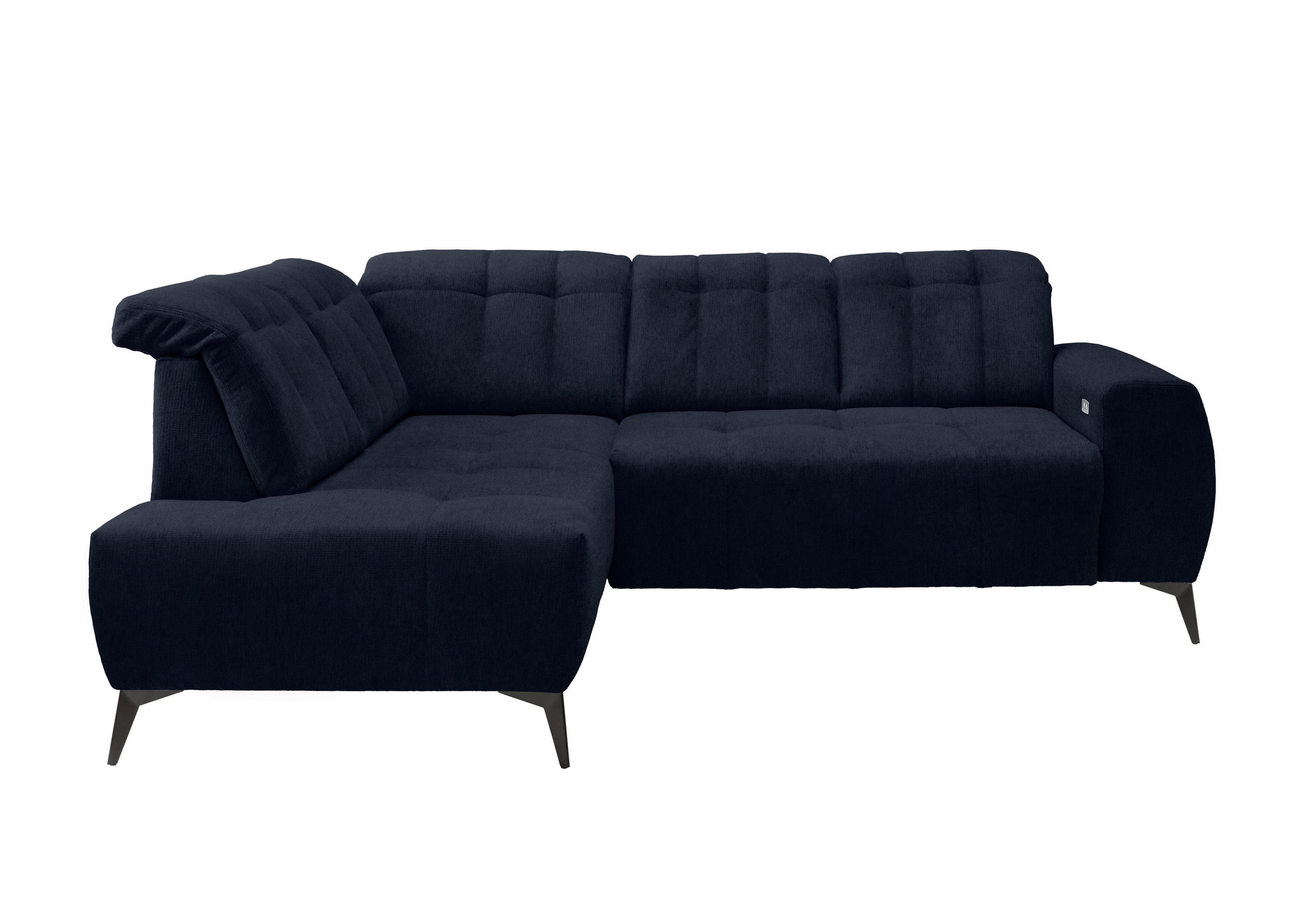 ECKSOFA Dunkelblau Mikrofaser  - Schwarz/Dunkelblau, MODERN, Textil/Metall (200/261cm) - Livetastic