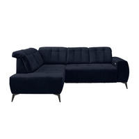 ECKSOFA Dunkelblau Mikrofaser  - Schwarz/Dunkelblau, MODERN, Textil/Metall (200/261cm) - Livetastic