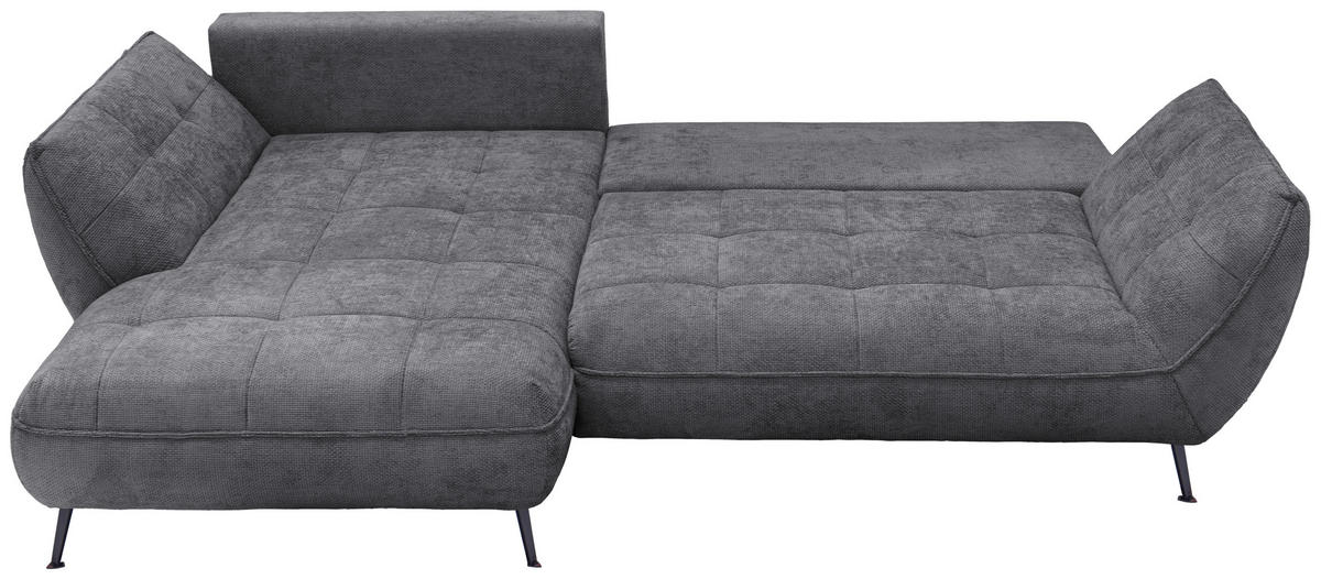 ECKSOFA in Struktur Anthrazit  187/282 cm  - Anthrazit/Schwarz, Design, Textil/Metall (187/282cm) - Livetastic
