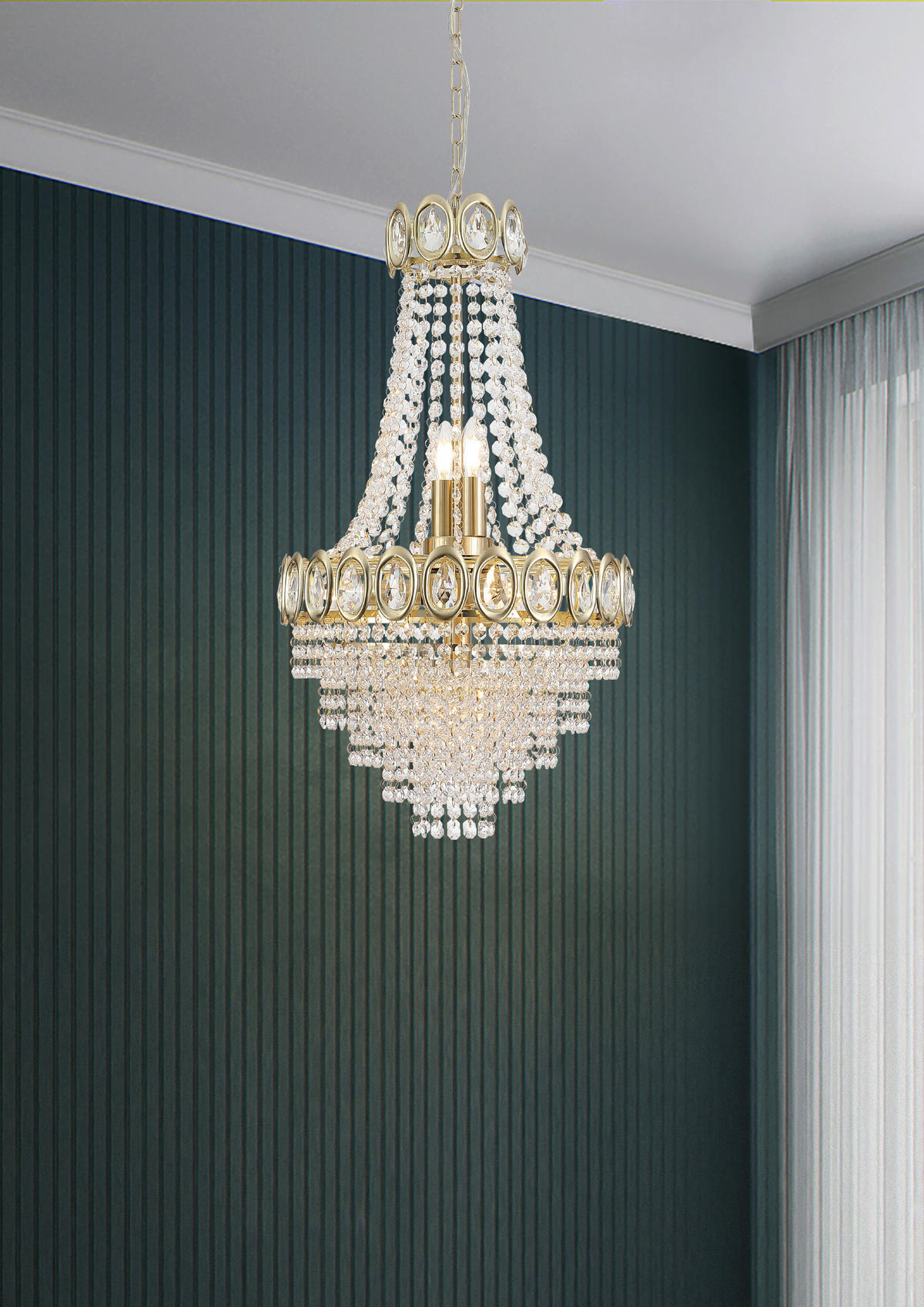 HÄNGELEUCHTE Louis Philippe  - Klar/Messingfarben, KONVENTIONELL, Glas/Metall (70/128/40cm)