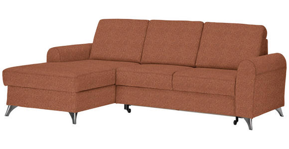 ECKSOFA Orange, Rostfarben Flachgewebe  - Rostfarben/Silberfarben, Design, Textil/Metall (167/244cm) - Cantus