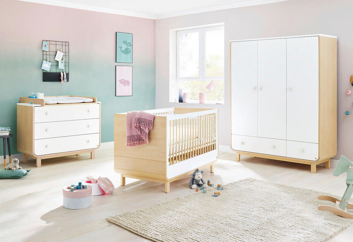 BABYZIMMER PINOLINO ROUND  - Ahornfarben/Weiß, Design, Holzwerkstoff - Pinolino