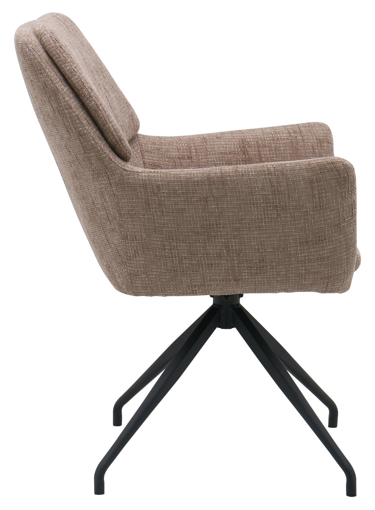ARMLEHNSTUHL  Sitzfläche 360° drehbar, automatische Rückholfunktion Webstoff  Schwarz, Hellbraun  - Hellbraun/Schwarz, MODERN, Textil/Metall (58/89/67cm) - Livetastic