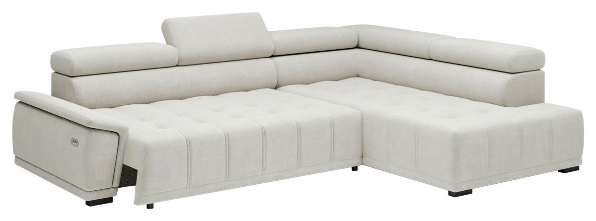 HÖRNSOFFA i chenille, vävt tyg sandfärgad  - sandfärgad/svart, Modern, textil/plast (283/106cm) - MID.YOU