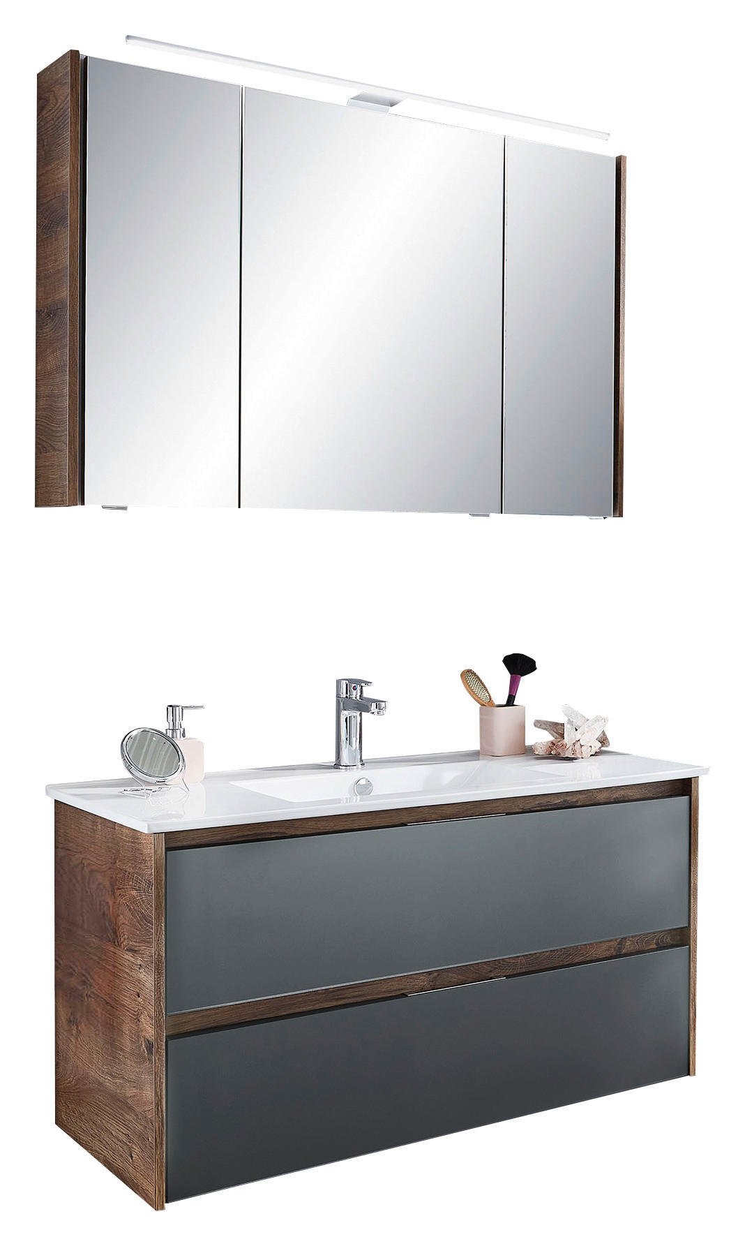 BADEZIMMER  in 105,5 cm  - Eichefarben/Weiß, Design, Keramik/Holzwerkstoff (105,5cm) - Sadena