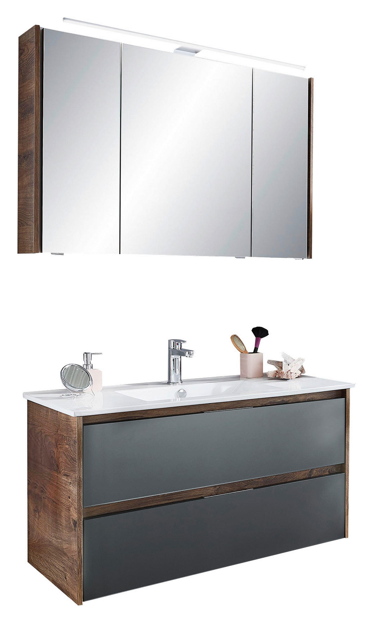 BADEZIMMER  in 105,5 cm  - Eichefarben/Weiß, Design, Keramik/Holzwerkstoff (105,5cm) - Sadena