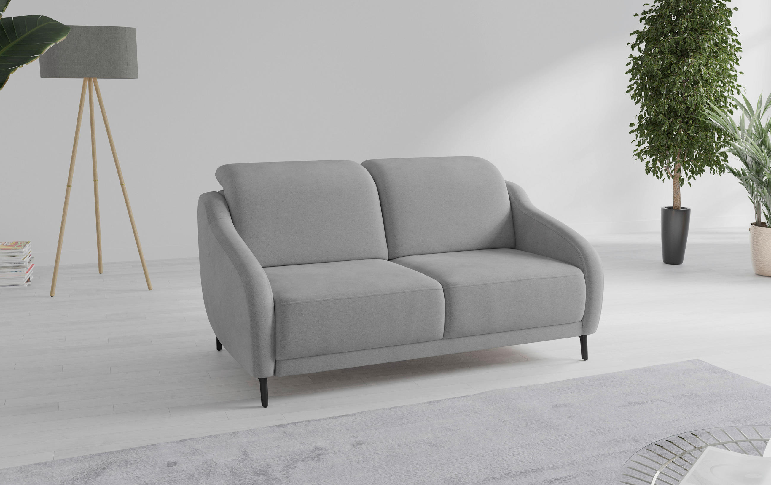 2,5-SITZER Mikrofaser Grau  - Schwarz/Grau, MODERN, Textil/Metall (172/93/104cm) - Sit & More