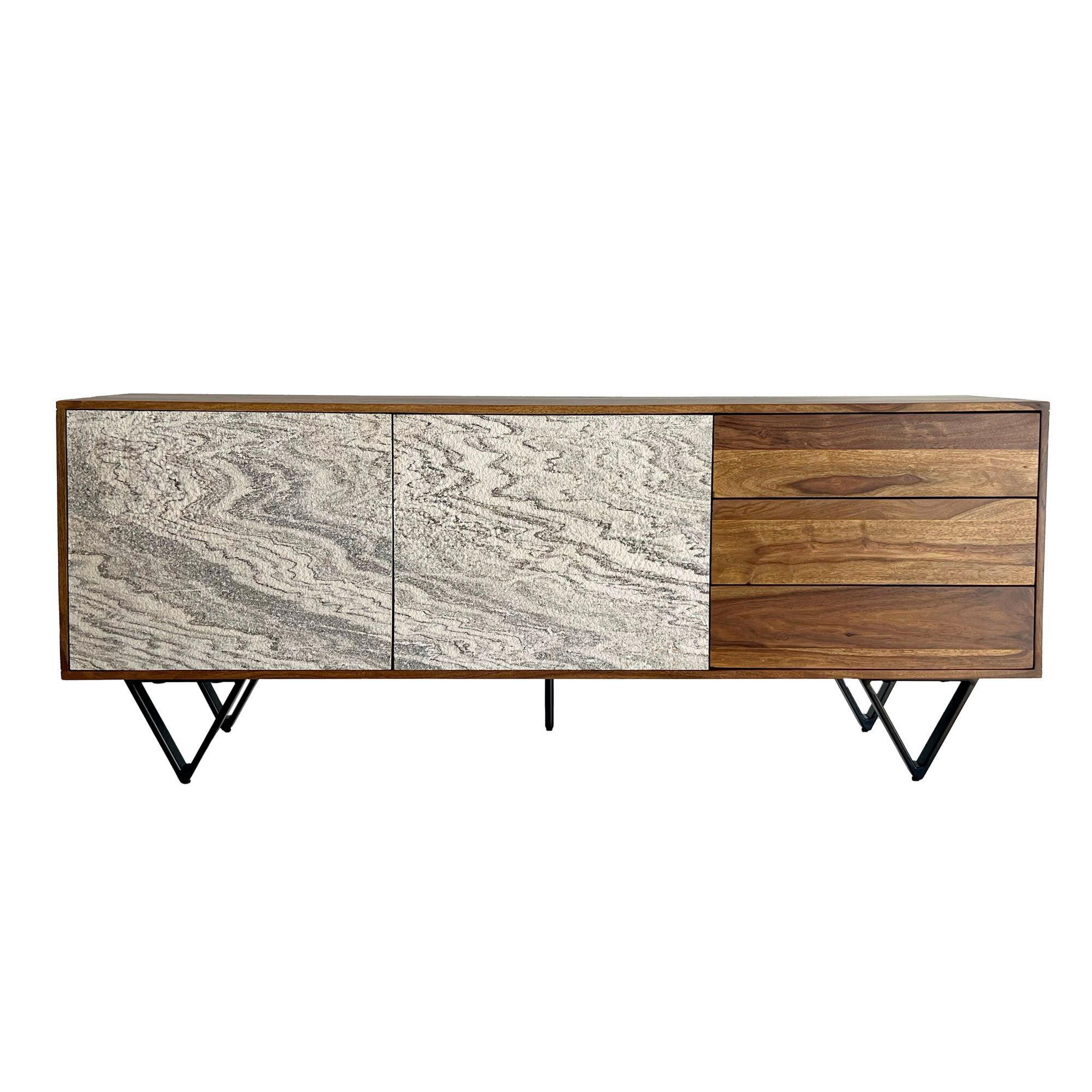 SIDEBOARD 175/71/40 cm  - Sheeshamfarben/Schwarz, Natur, Holz/Metall (175/71/40cm) - Livetastic