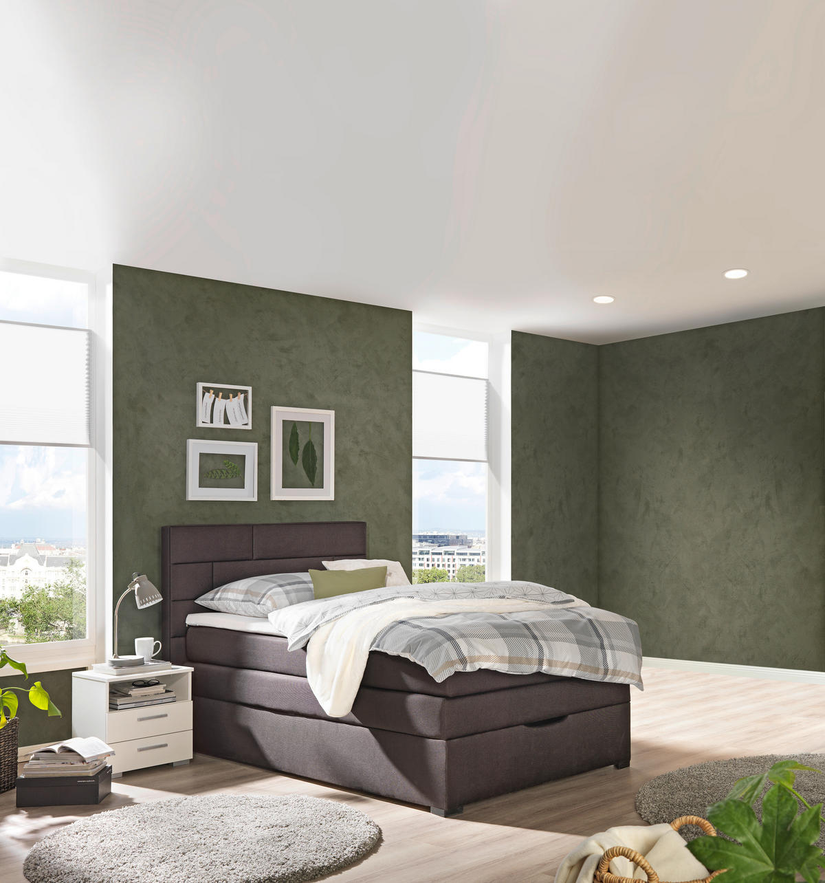 BOXSPRINGBETT 120/200 cm  in Dunkelbraun  - Wengefarben/Dunkelbraun, Konventionell, Textil (120/200cm) - Carryhome