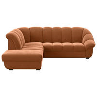 ECKSOFA Terracotta Chenille Bettkasten, Schlaffunktion, Rücken echt  - Terracotta/Schwarz, KONVENTIONELL, Kunststoff/Textil (222/260cm) - Welnova