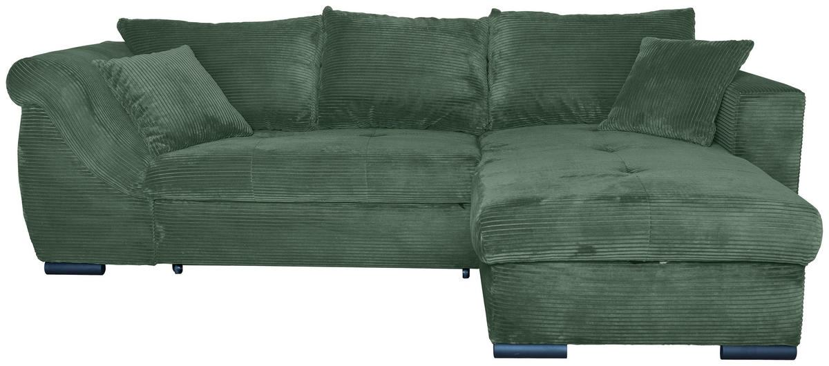 ECKSOFA in Cord Dunkelgrün  - Dunkelgrün/Schwarz, KONVENTIONELL, Textil/Metall (258/168cm) - Carryhome
