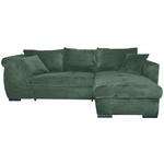 ECKSOFA Dunkelgrün Cord  - Dunkelgrün/Schwarz, KONVENTIONELL, Textil/Metall (258/168cm) - Carryhome