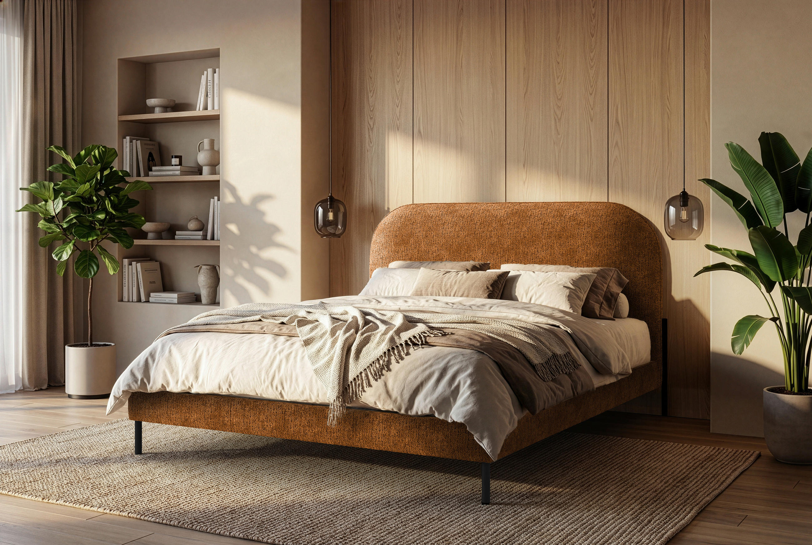 POLSTERBETT 180/200 cm  Terracotta  - Terracotta/Schwarz, Modern, Holz/Holzwerkstoff (180/200cm) - MID.YOU