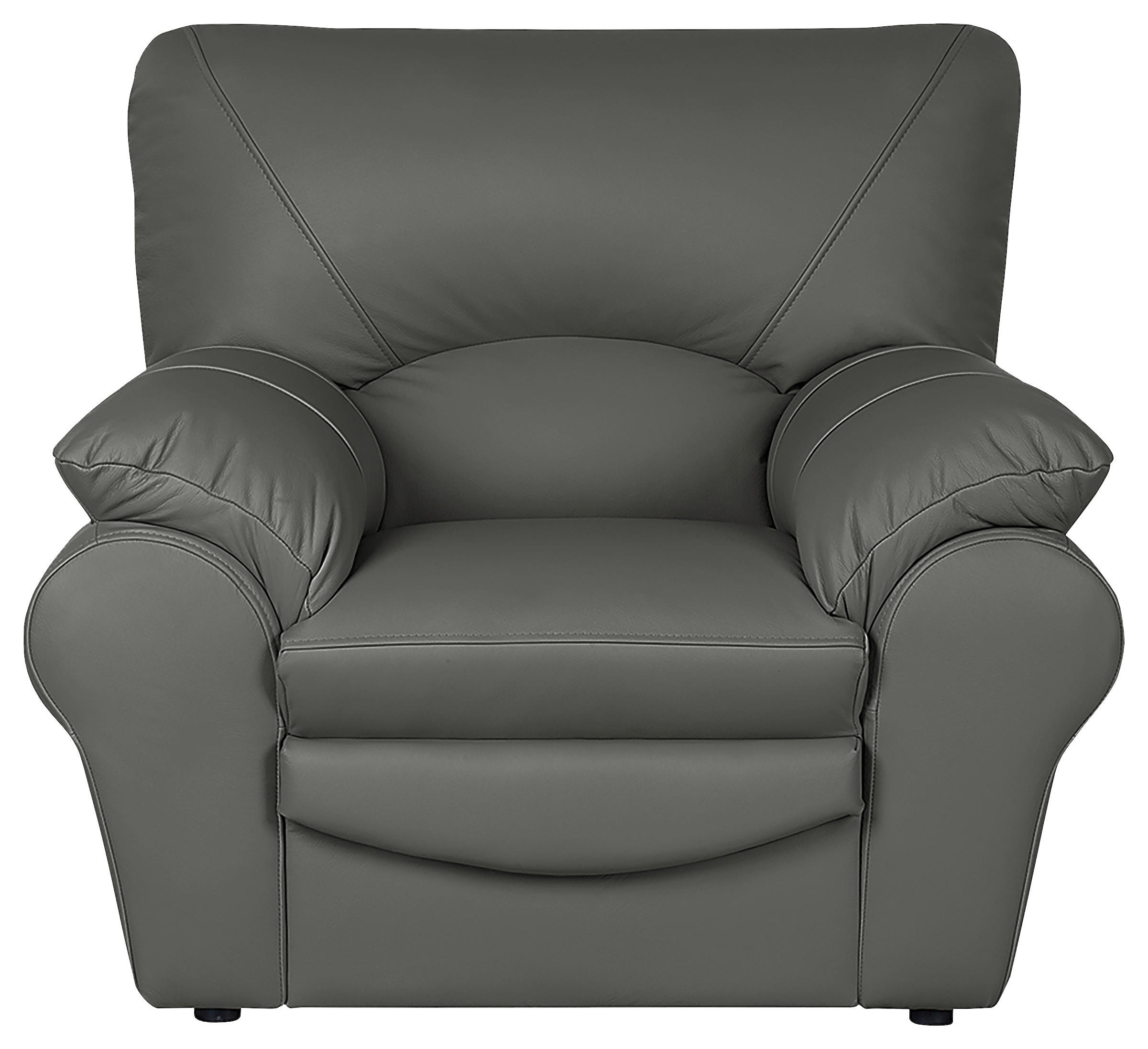 SESSEL in Echtleder Anthrazit  - Anthrazit/Schwarz, Design, Leder/Kunststoff (105/92/85cm) - Livetastic
