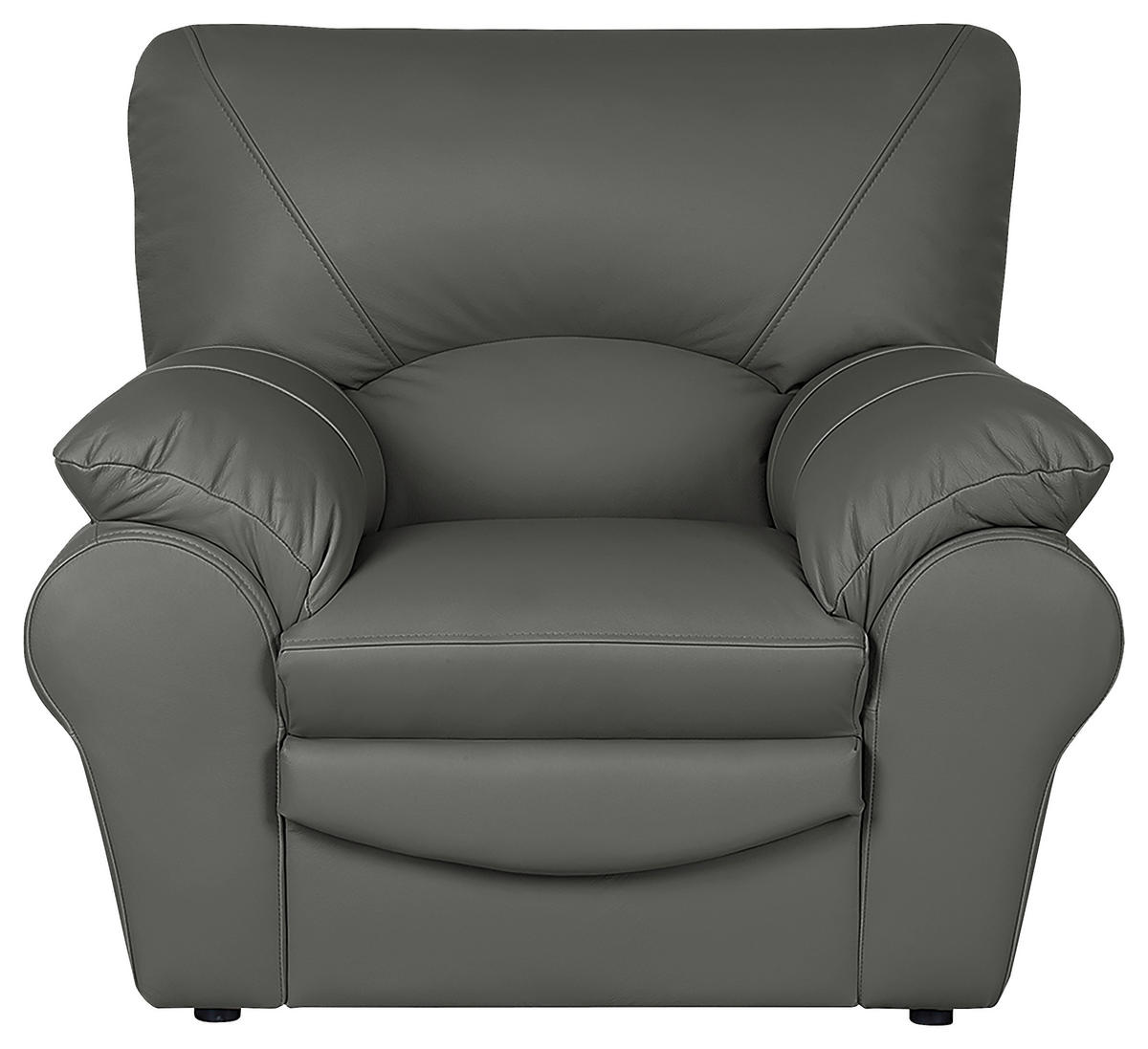 SESSEL in Echtleder Anthrazit  - Anthrazit/Schwarz, Design, Leder/Kunststoff (105/92/85cm) - Livetastic